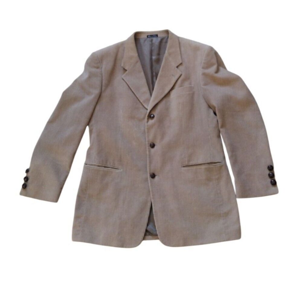 Zagato Signature Collection 3 Button Blazer Jacket Men 42L Brown Corduroy